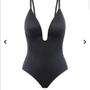 NEW Spanx Suit Your Fancy very black plunge low-back thong bodysuit size XL